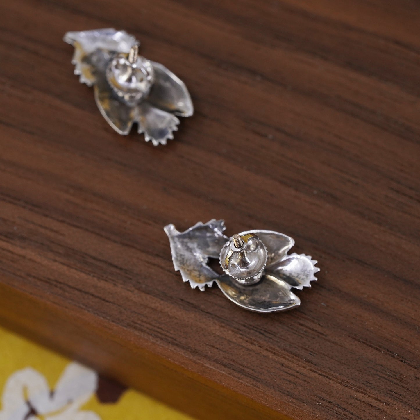 Vintage Sterling silver handmade earrings, 925 pinecone studs