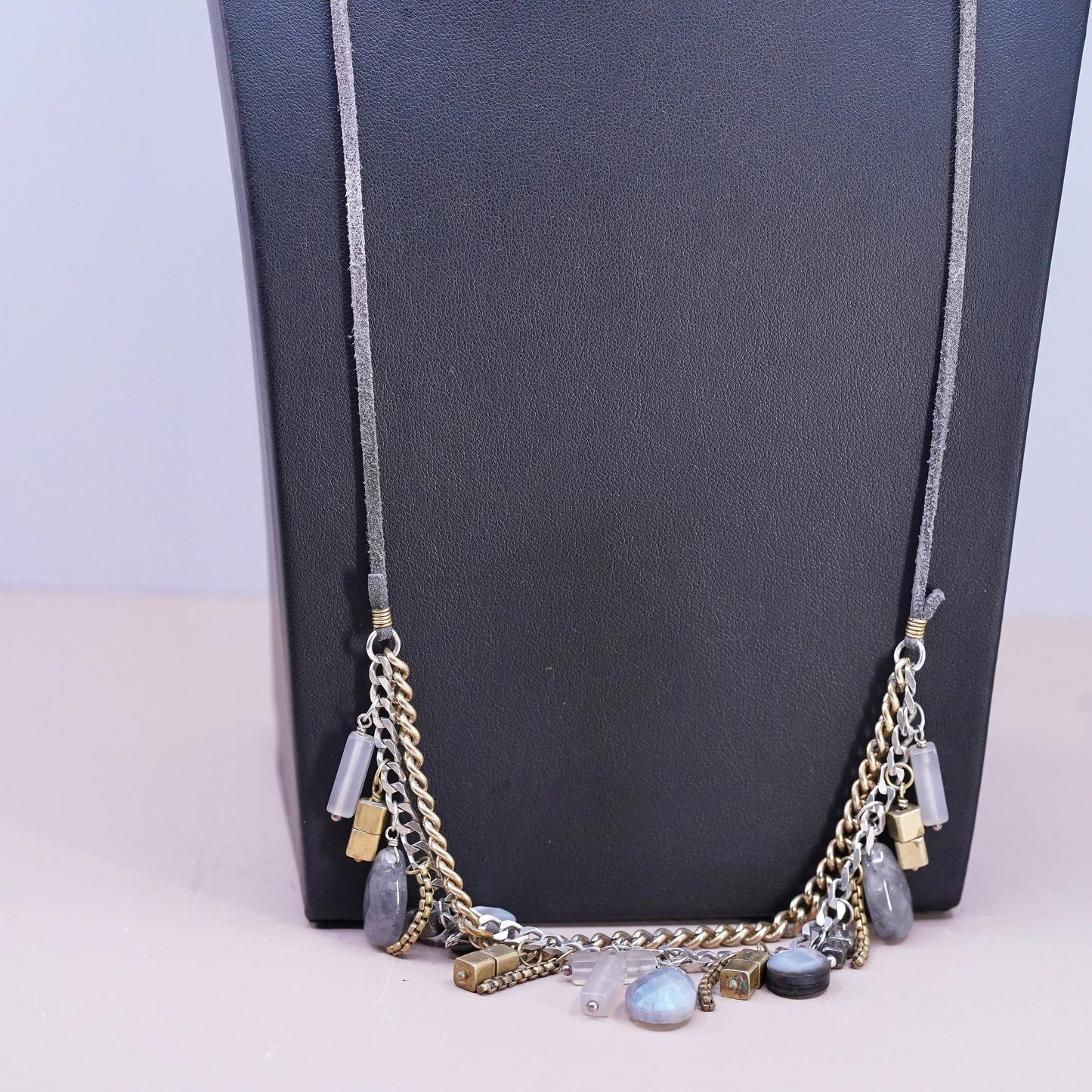 Silpada two tone Sterling Silver brass labradorite beads Necklace