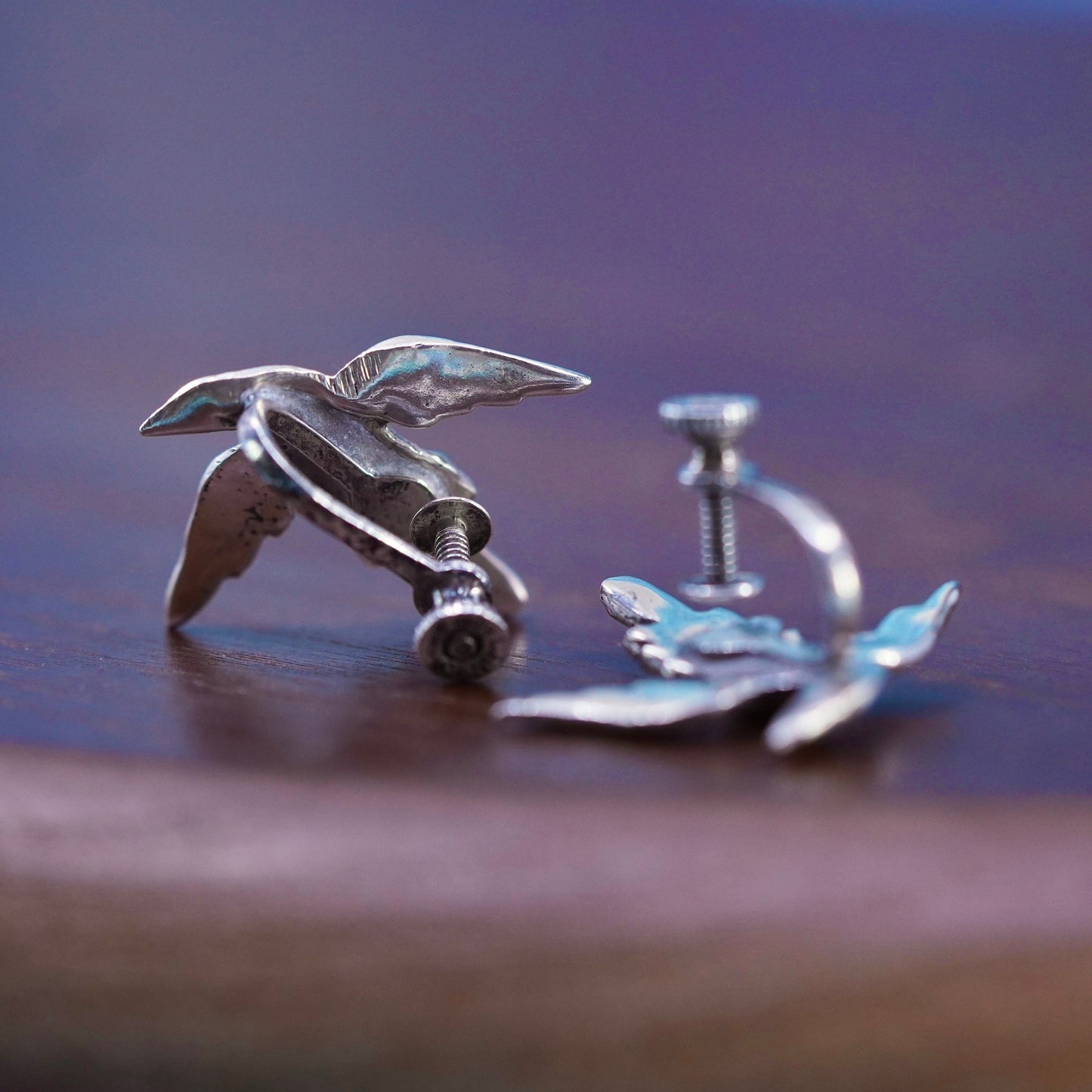 Vintage taxco Sterling silver screw back earrings, 925 dandelion