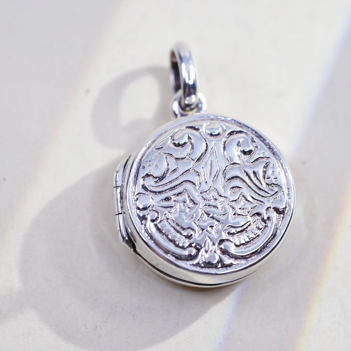 vintage Sterling silver handmade prayer box pendant, 925 photo locket charm