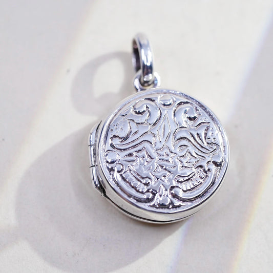 vintage Sterling silver handmade prayer box pendant, 925 photo locket charm