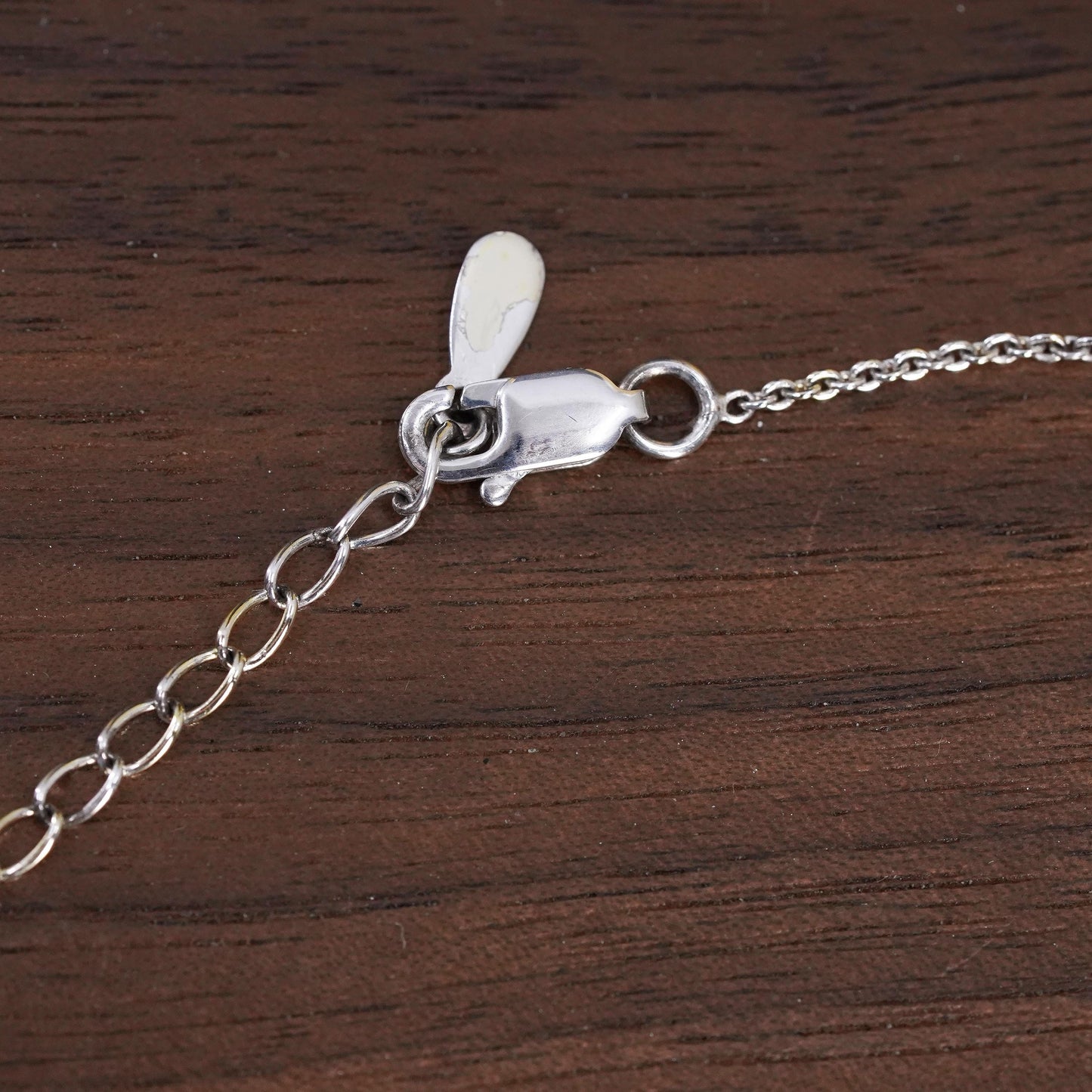 16+2", vintage Sterling silver necklace, 925 circle chain cluster heart pendant
