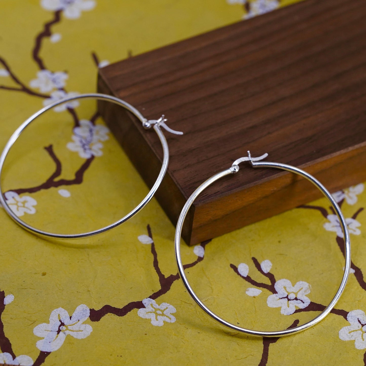 2.25”, FLAW! Sterling silver handmade earrings, huge bold 925 hoops