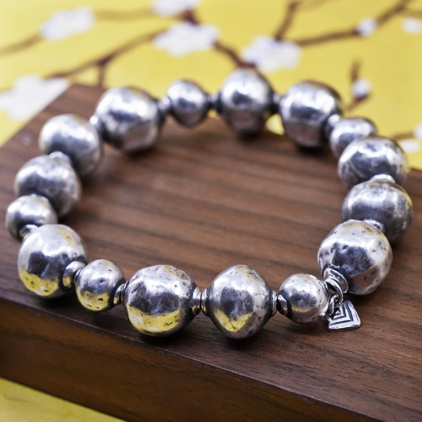 6.75, Silpada Sterling 925 Silver Atmospheric Stretch Ball Bead Bracelet B1998