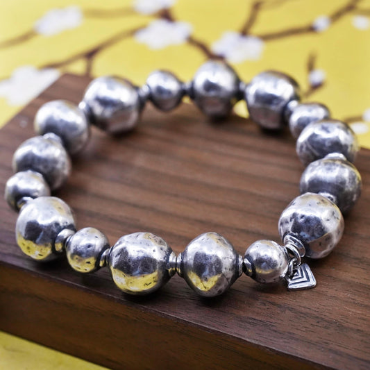 6.75, Silpada Sterling 925 Silver Atmospheric Stretch Ball Bead Bracelet B1998