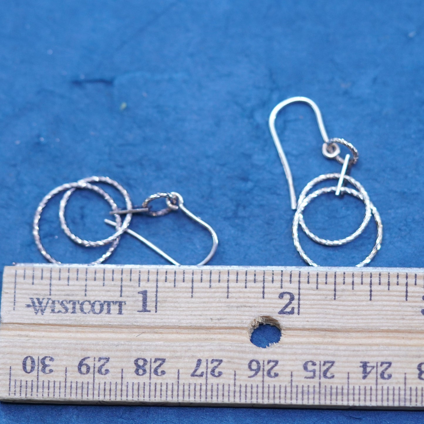 Vintage Dyadema Sterling Silver handmade Earrings. 925 entwined circle dangles