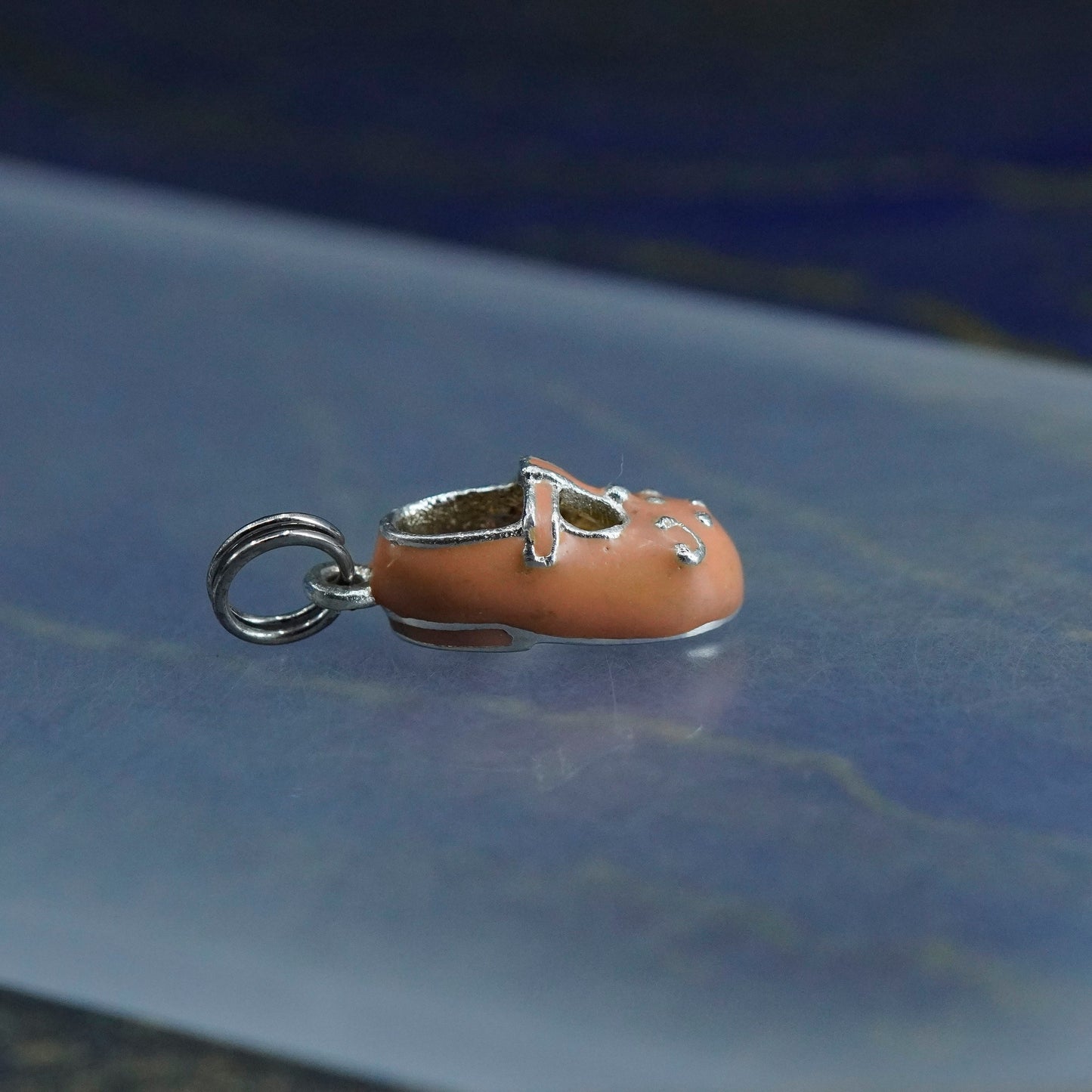 Vintage Sterling silver handmade pendant, 925 pink baby shoe charm