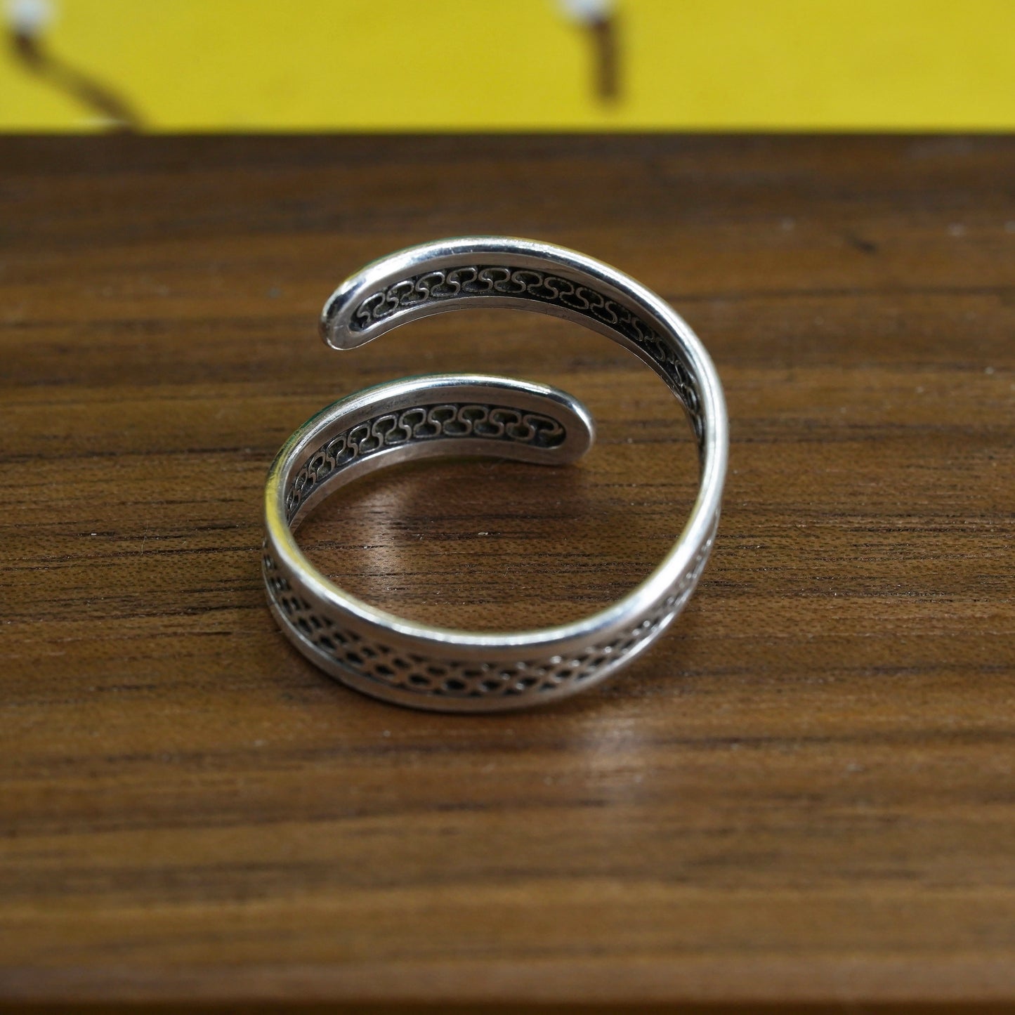 Size adjustable, vintage Sterling silver handmade wrap band, 925 spoon ring