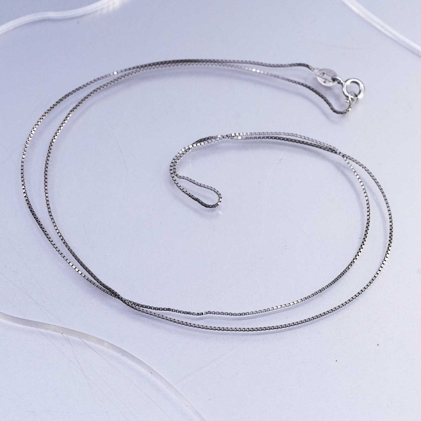 25" 1mm, Vintage sterling silver box chain, 925 silver necklace