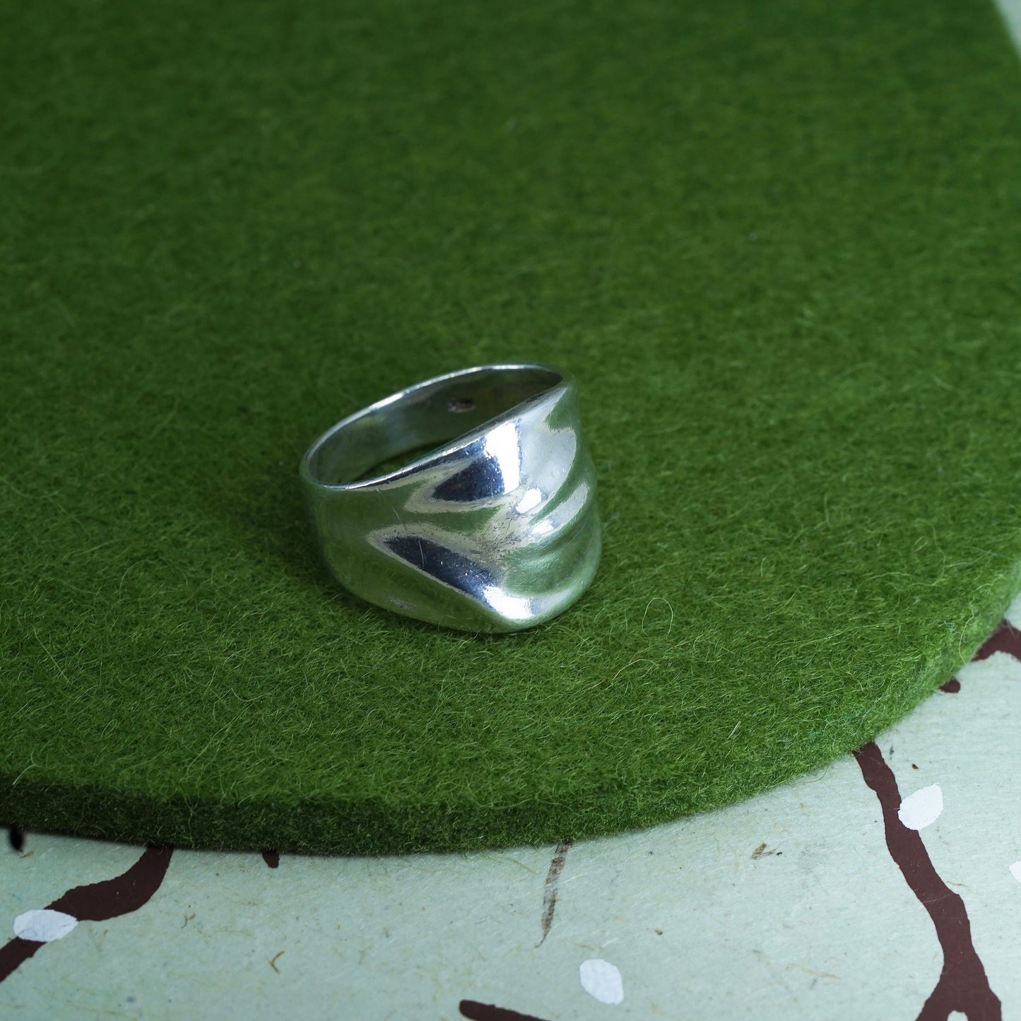 Size 6.5, vintage sterling silver handmade wrinkly ring, 925 wide band