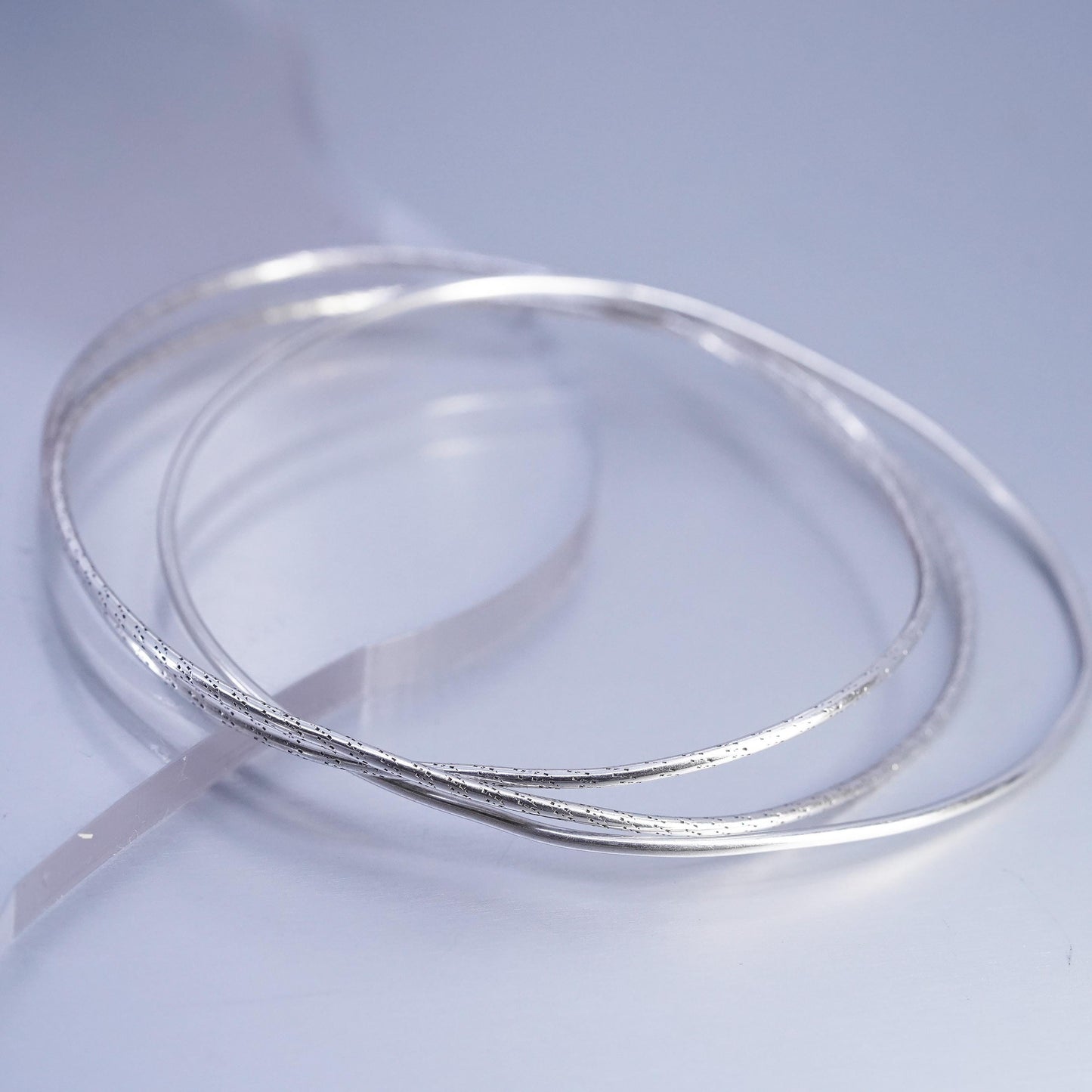 7.75”, VTG Sterling 925 silver bracelet, multi strands entwined slide on bangle