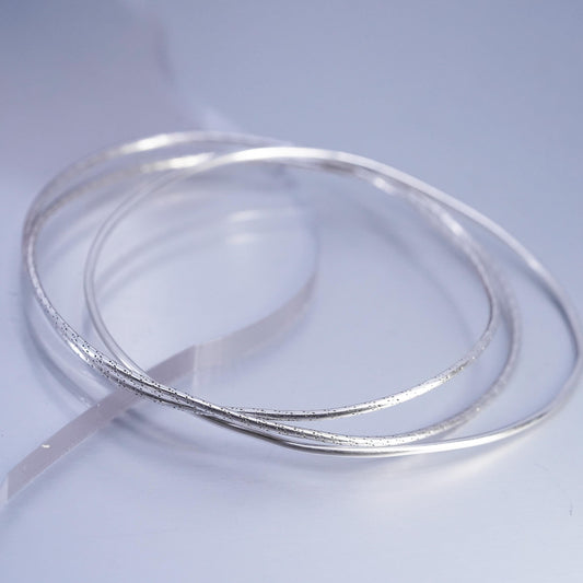 7.75”, VTG Sterling 925 silver bracelet, multi strands entwined slide on bangle