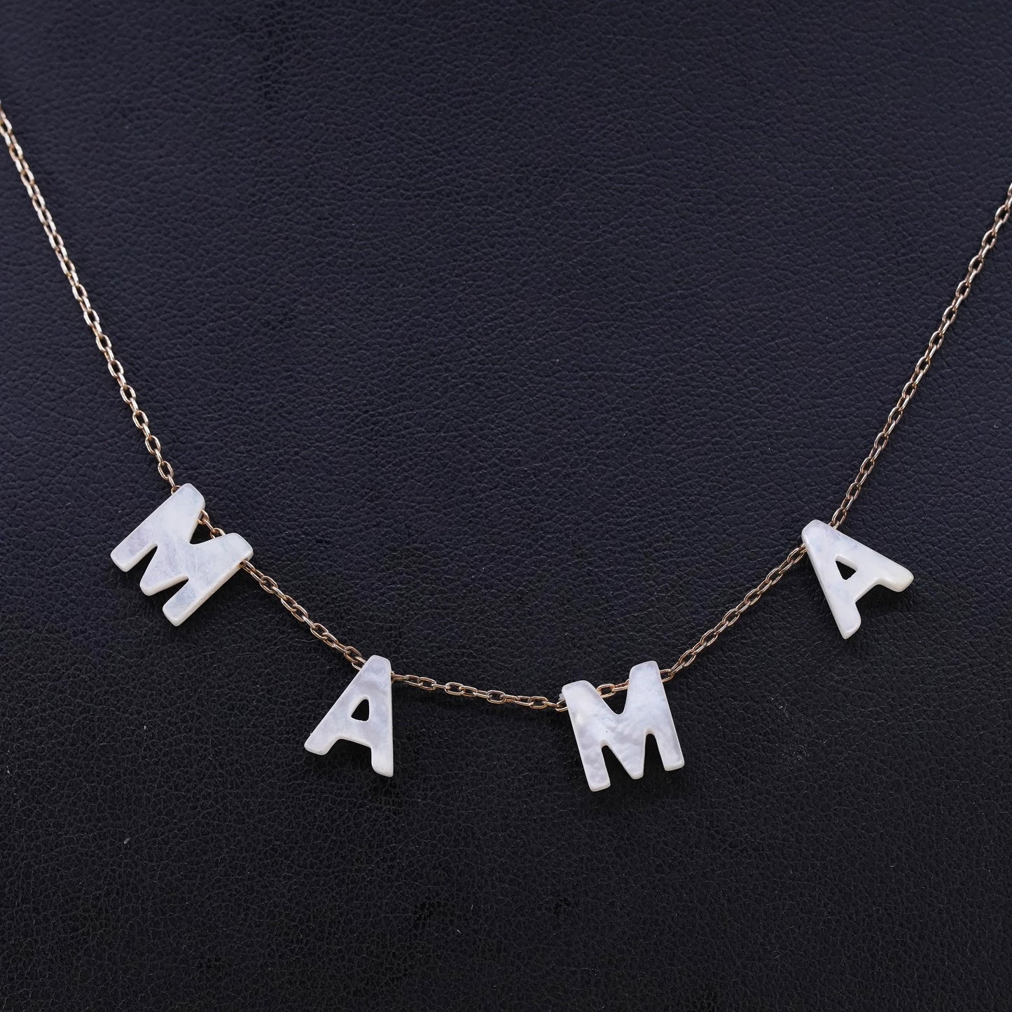 17+2", vermeil gold over Sterling silver necklace, 925 circle MOP MAMA pendant