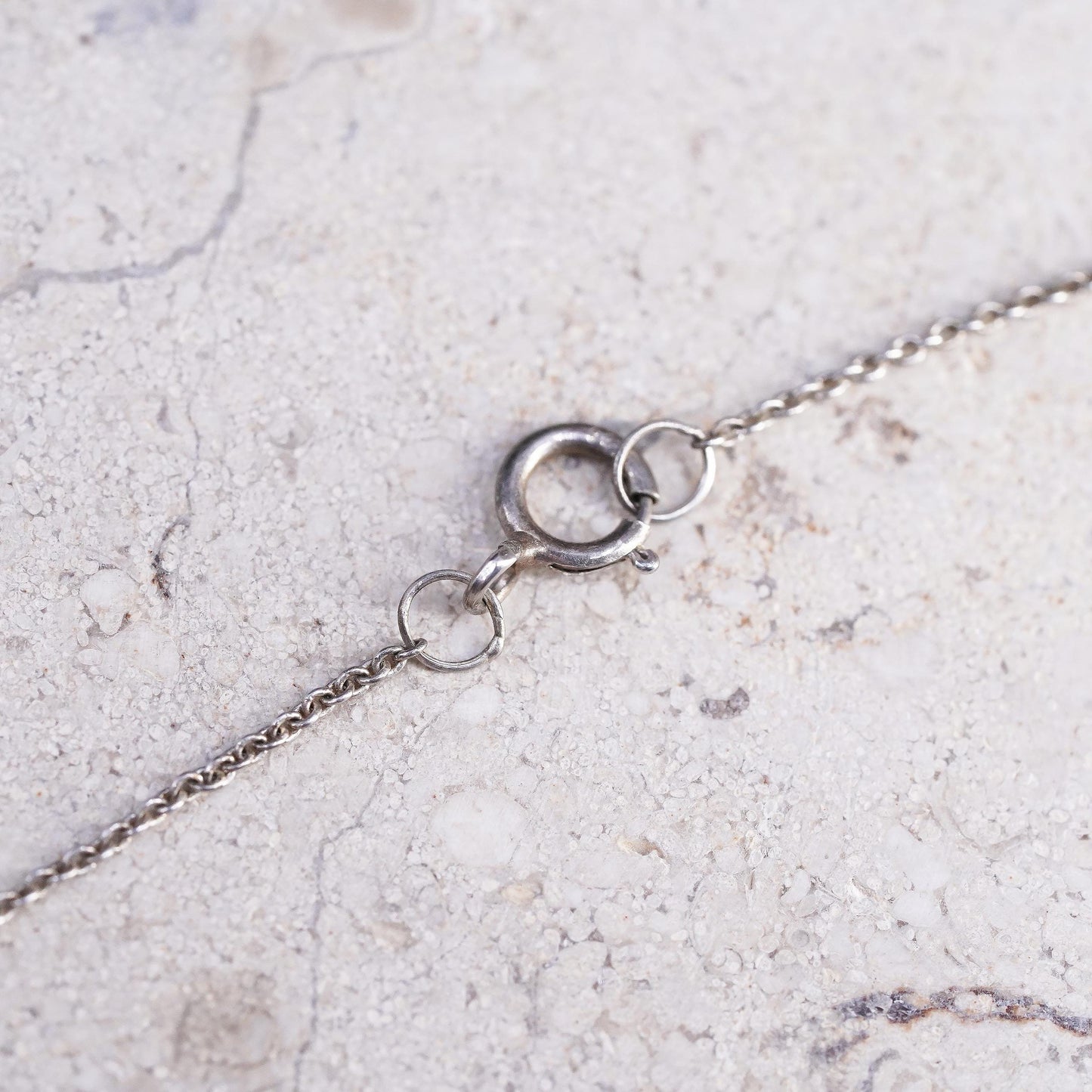 16", vintage Sterling silver necklace, 925 circle chain with circle pendant