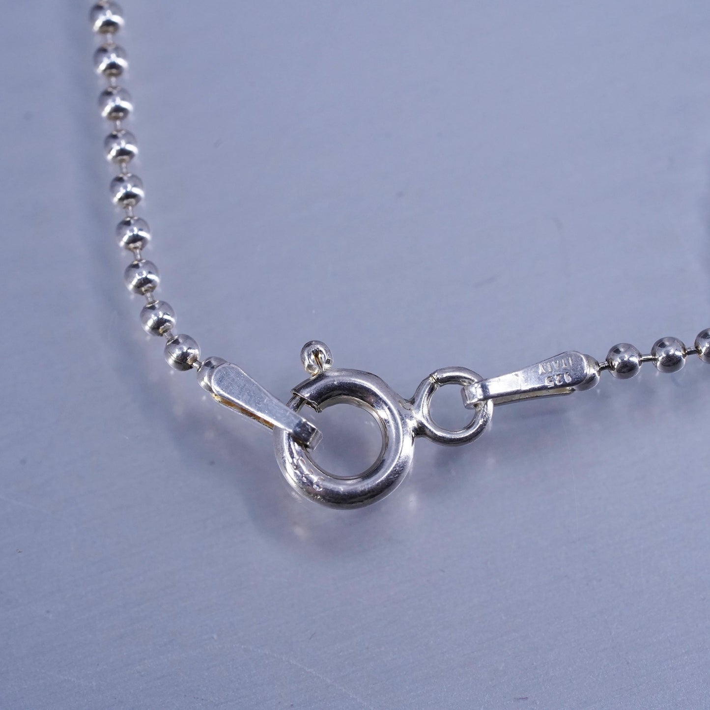 18”, Sterling 925 silver handmade bead chain necklace with name Wendy pendant
