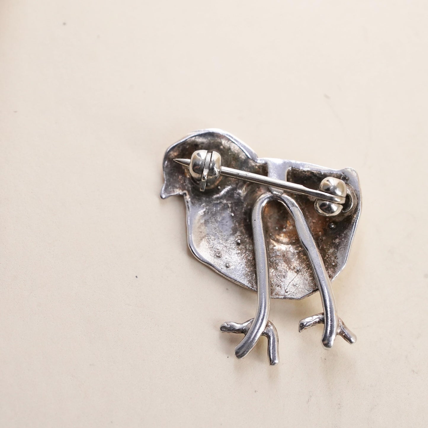 VTG southwestern sterling silver handmade brooch, 925 chick baby chicken pin
