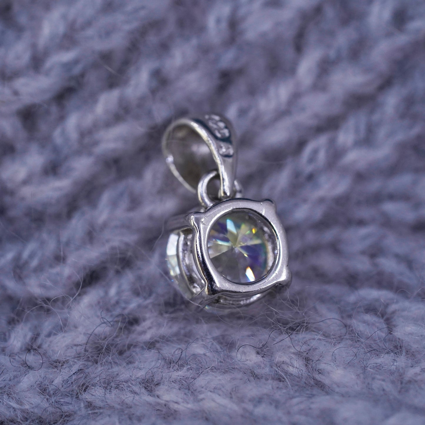 vintage Sterling 925 silver handmade pendant with cz