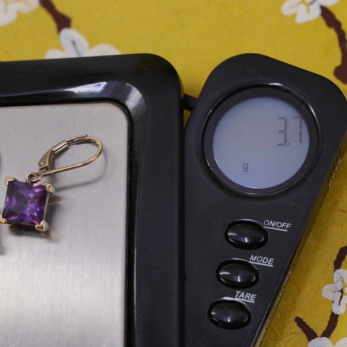 Vintage vermeil gold over Sterling 925 silver handmade earrings with square amethyst