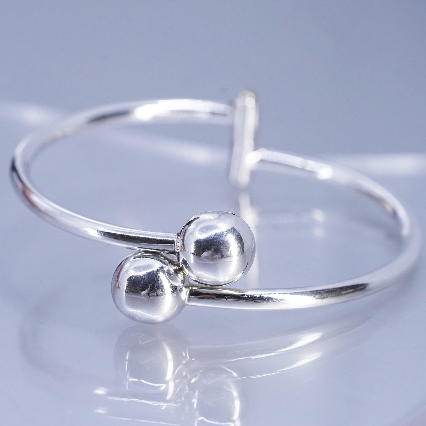 7”, Vintage Sterling 925 silver handmade bracelet, wrap bangle with ends