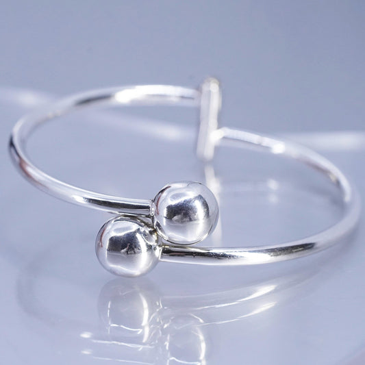 7”, Vintage Sterling 925 silver handmade bracelet, wrap bangle with ends