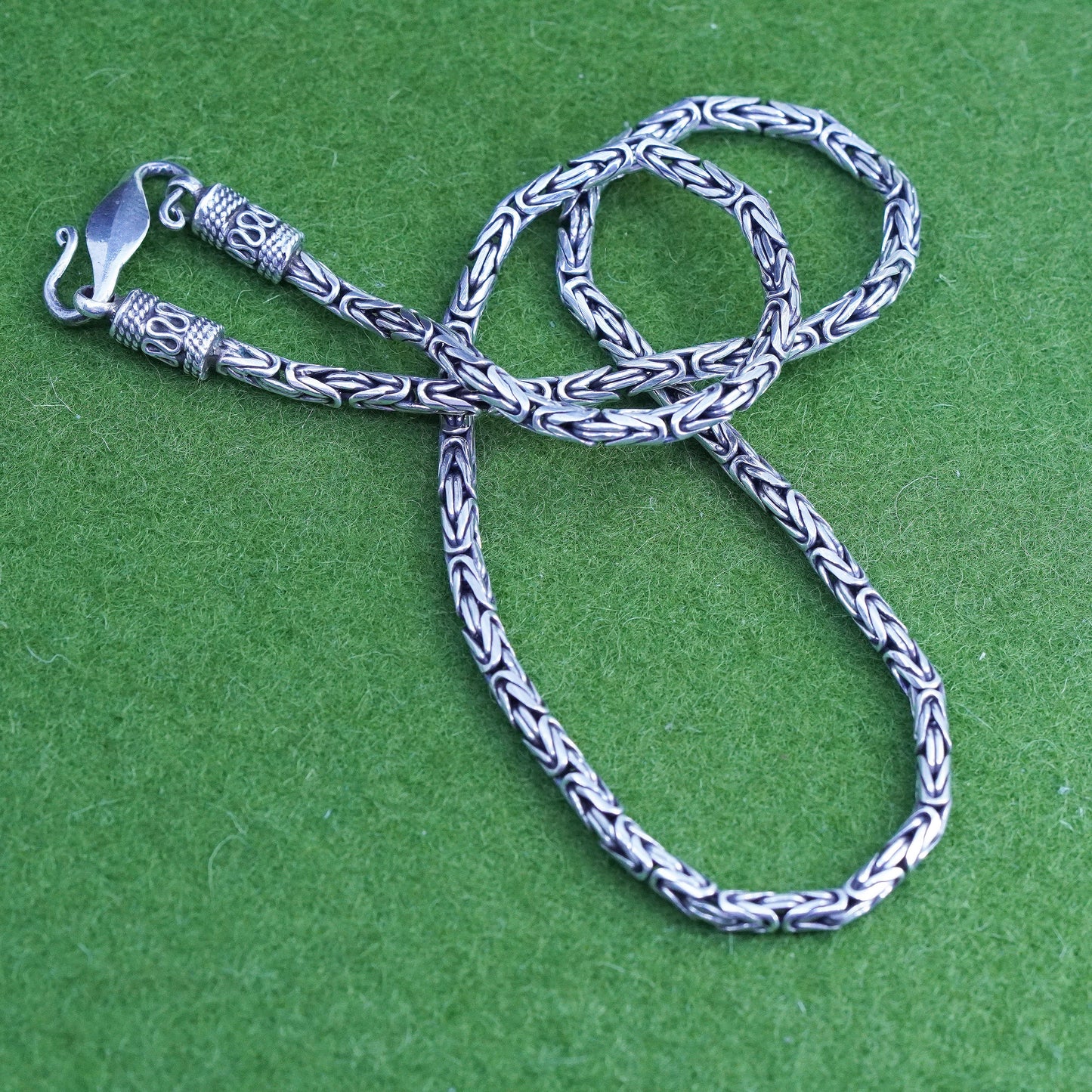 17", 4mm, vintage Sterling silver Birdcage chain, 925 Byzantine men’s necklace