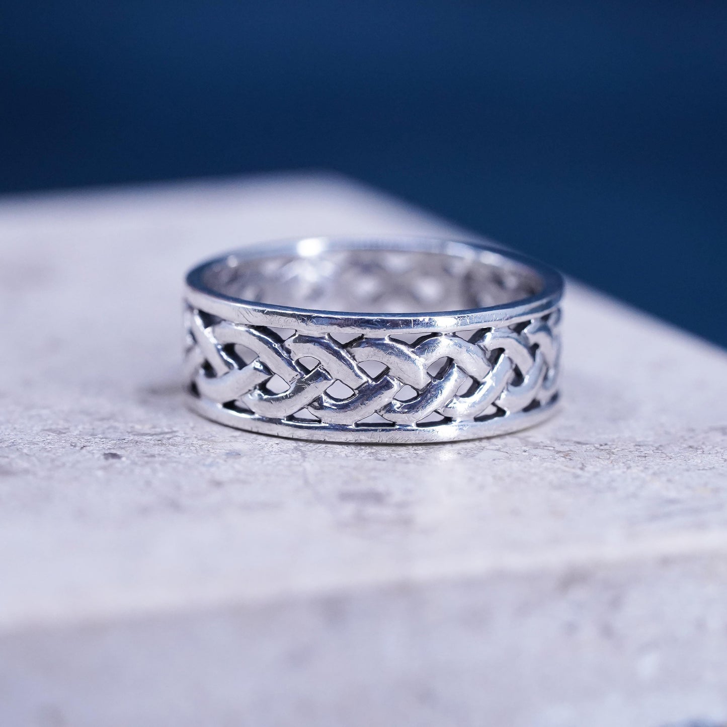 Size 11, vintage Sterling silver handmade ring, irish celtic knot 925 band