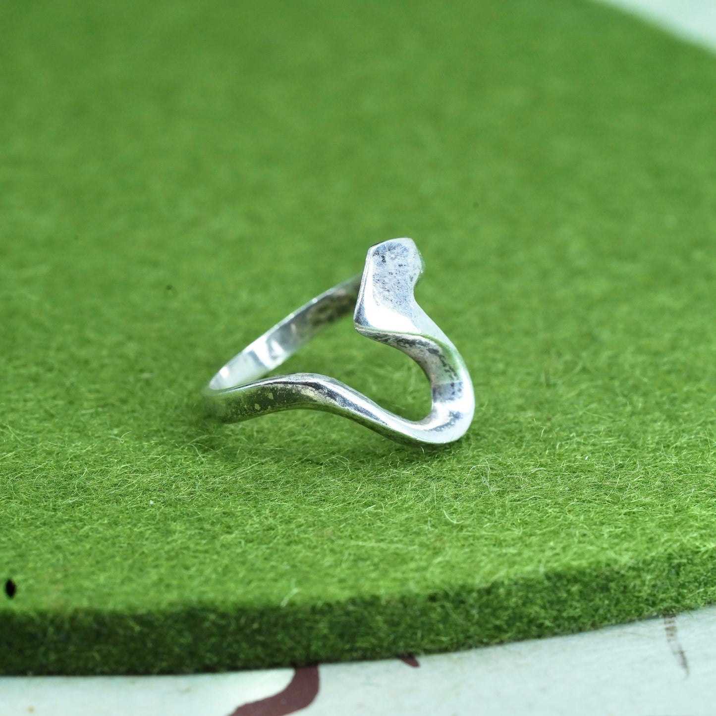 Size 5, sterling 925 silver handmade ring, wavy band, minimalist, modernist