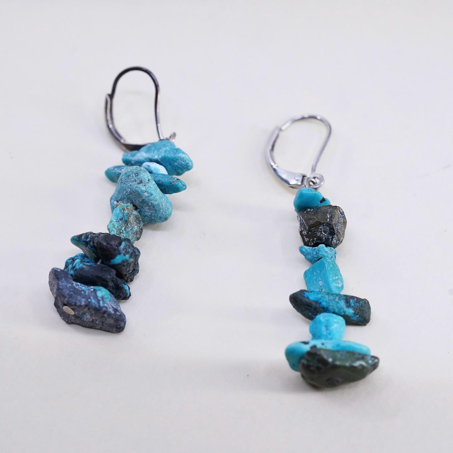 Southwestern sterling silver 925 handmade earrings with turquoise nugget beads