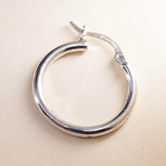 1", Vintage sterling silver loop single earring, minimalist primitive hoop