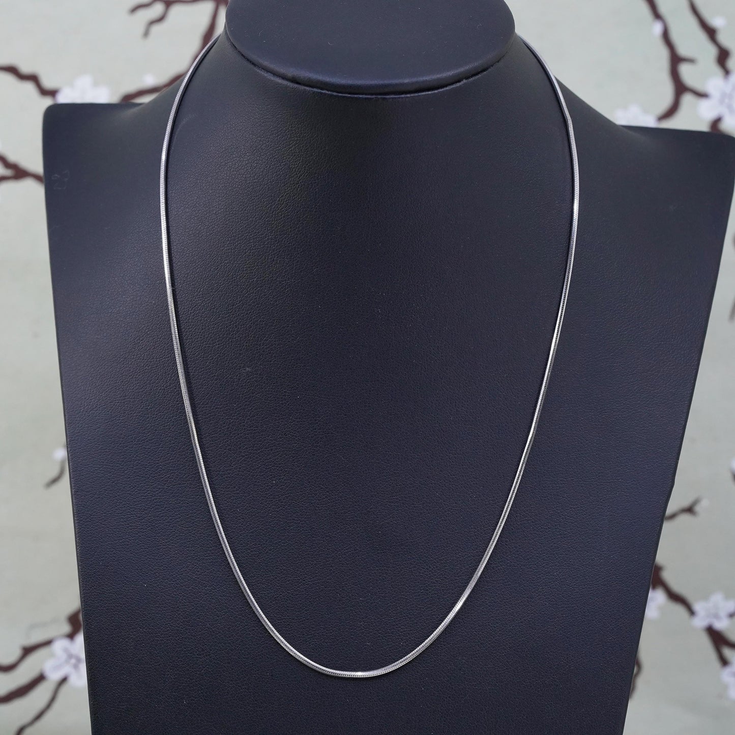 18", 1mm, Vintage sterling silver diamond cut snake chain, Italy 925 necklace