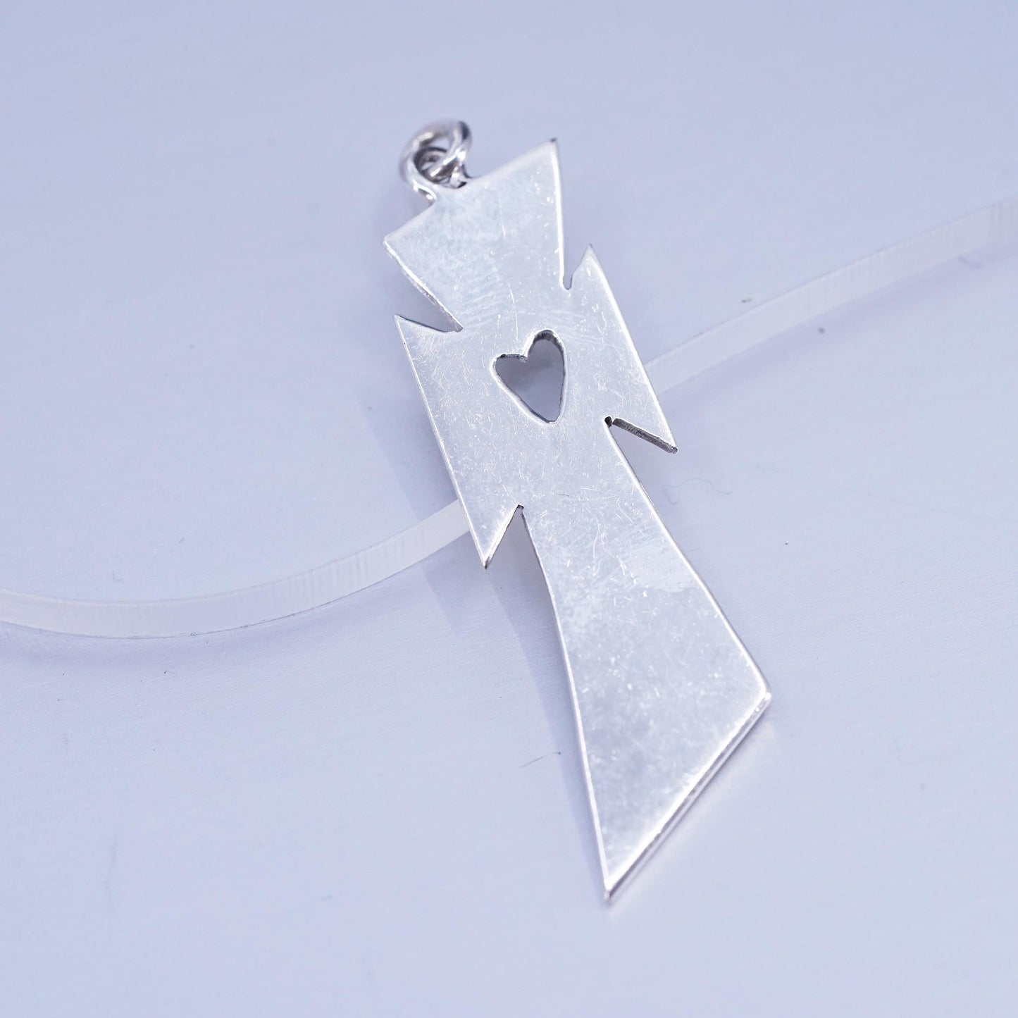 Vintage Native American Southwestern sterling 925 silver cross pendant heart