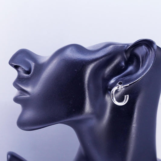 0.75" Vintage sterling silver 925 handmade Huggie stud earrings Hoops