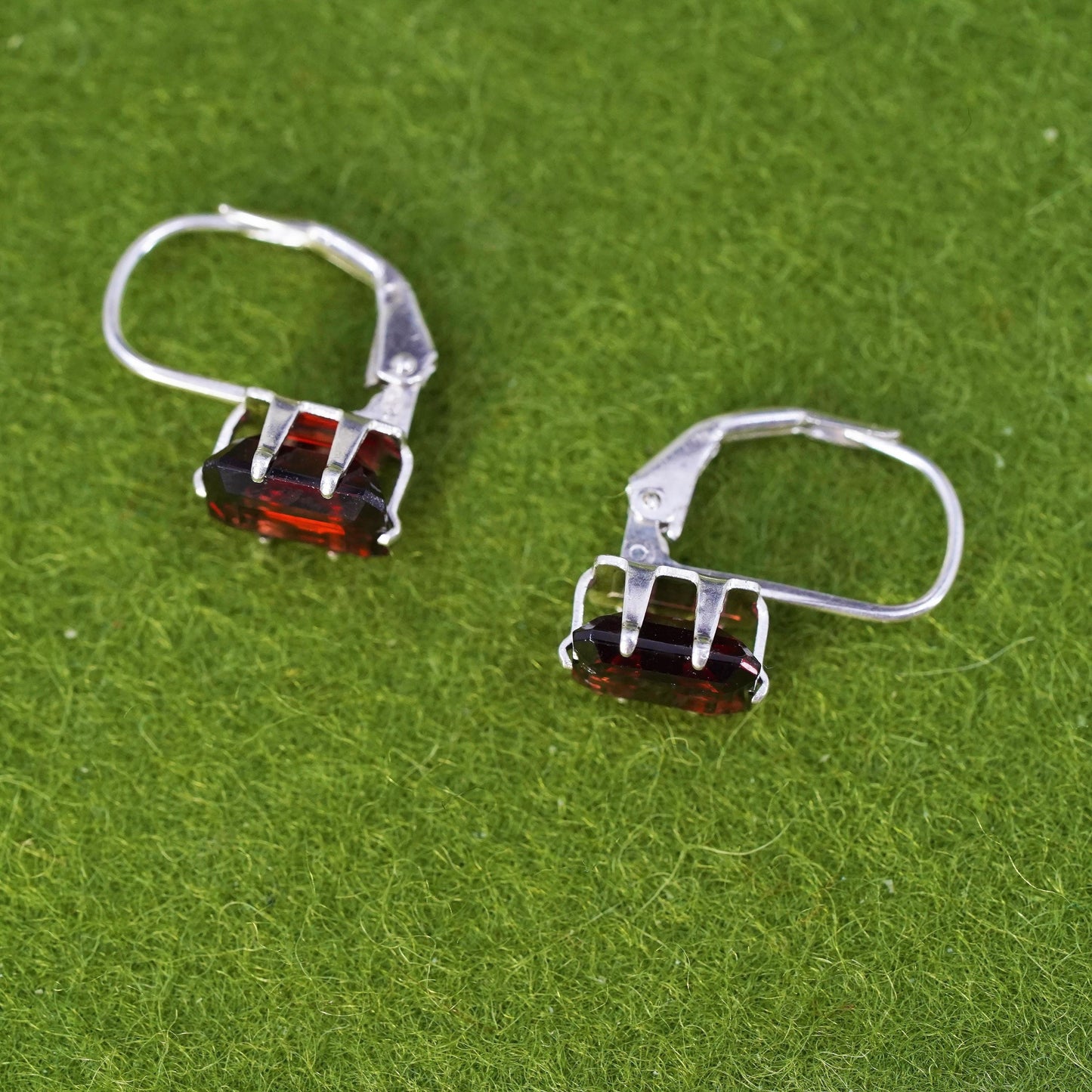 Vintage sterling silver 925 handmade earrings with garnet