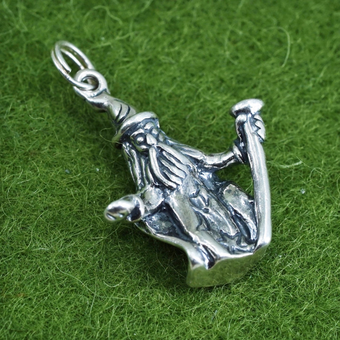vintage Sterling silver handmade pendant, 925 witch charm