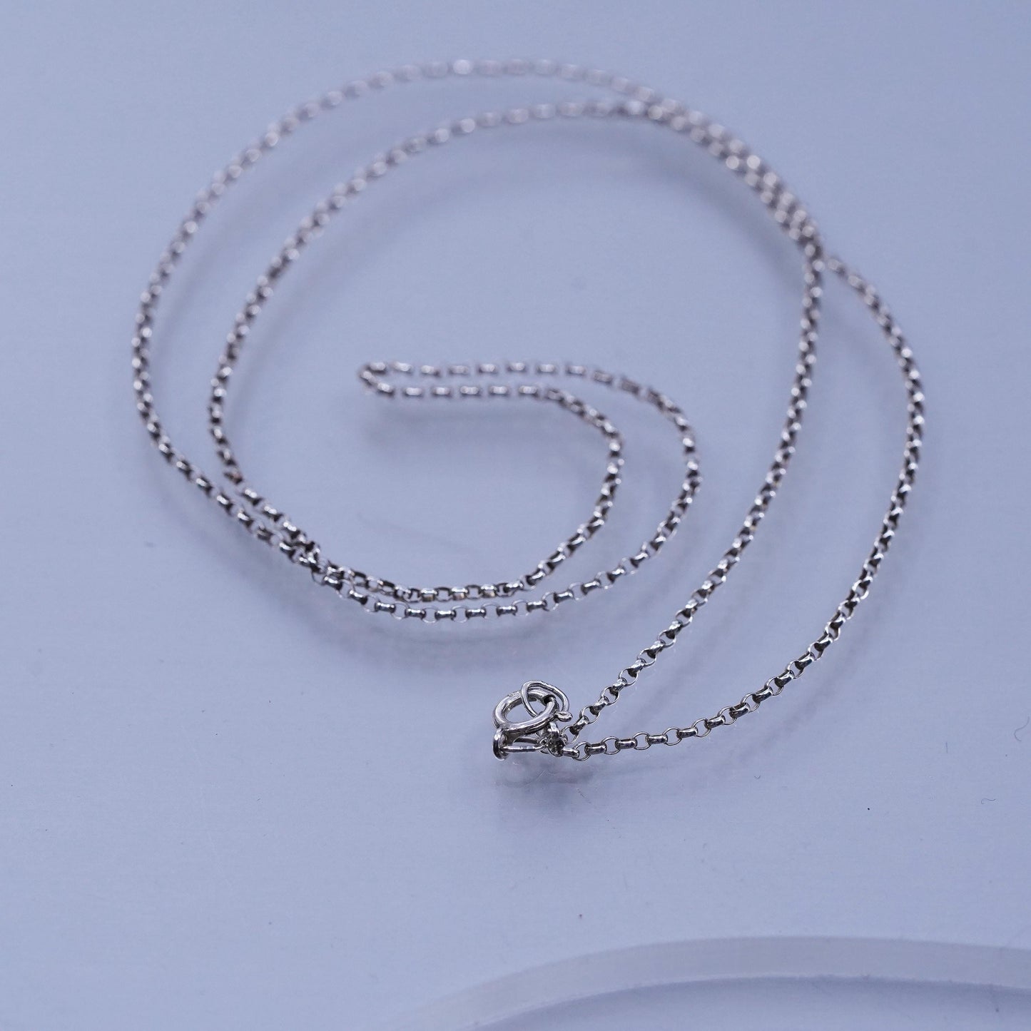 18” 1mm, vintage Sterling 925 silver circle chain necklace