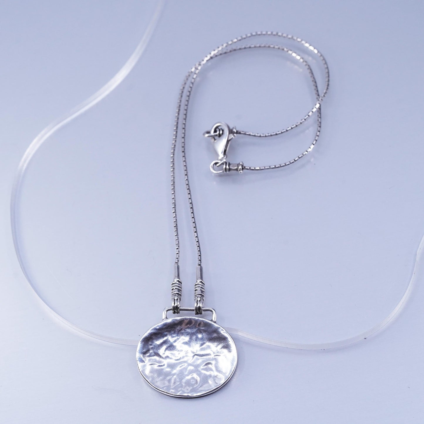 16”, Israel Shablool Didae sterling silver 925 necklace snake chain tag pendant
