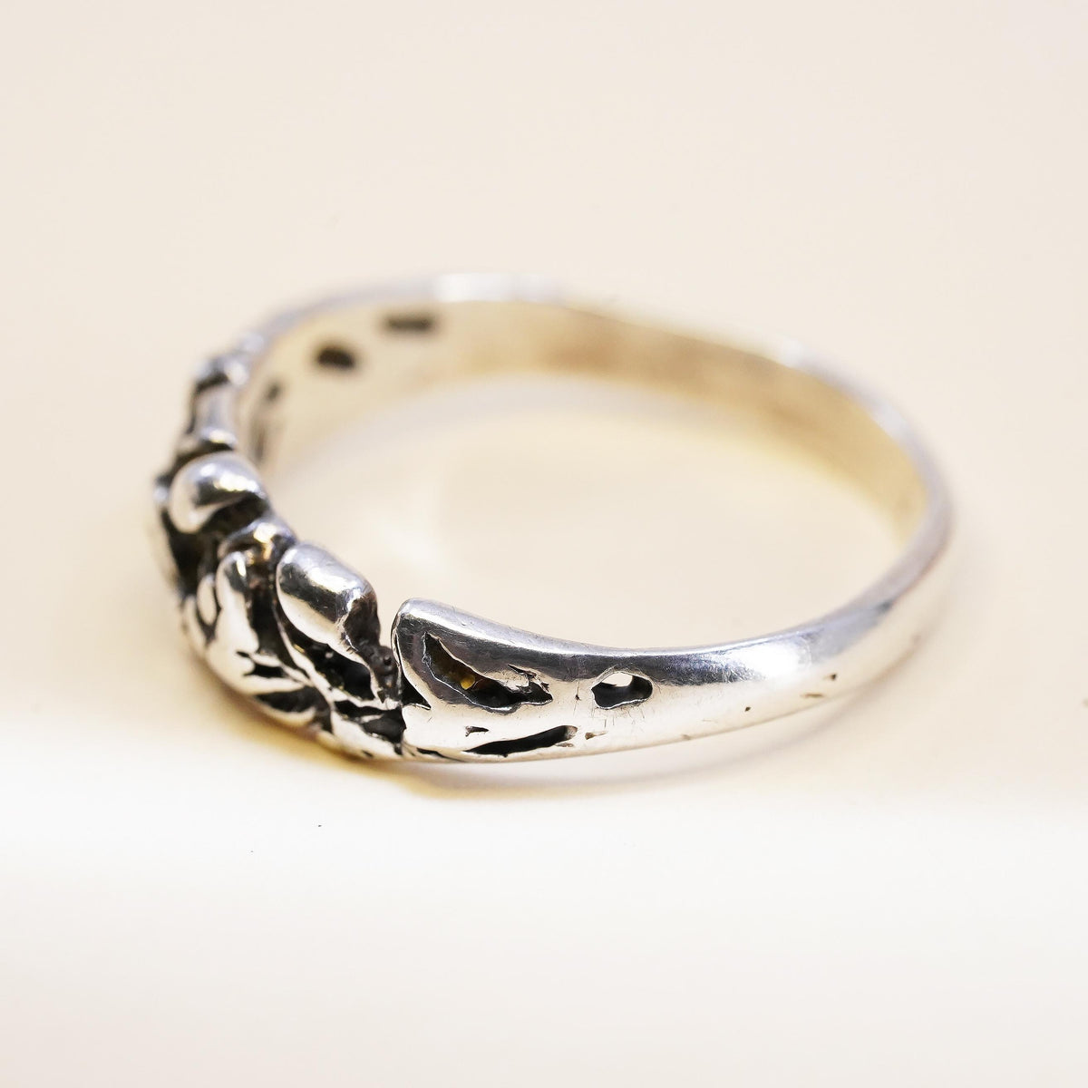 Size 10, vintage Sterling silver handmade ring, 925 flower band