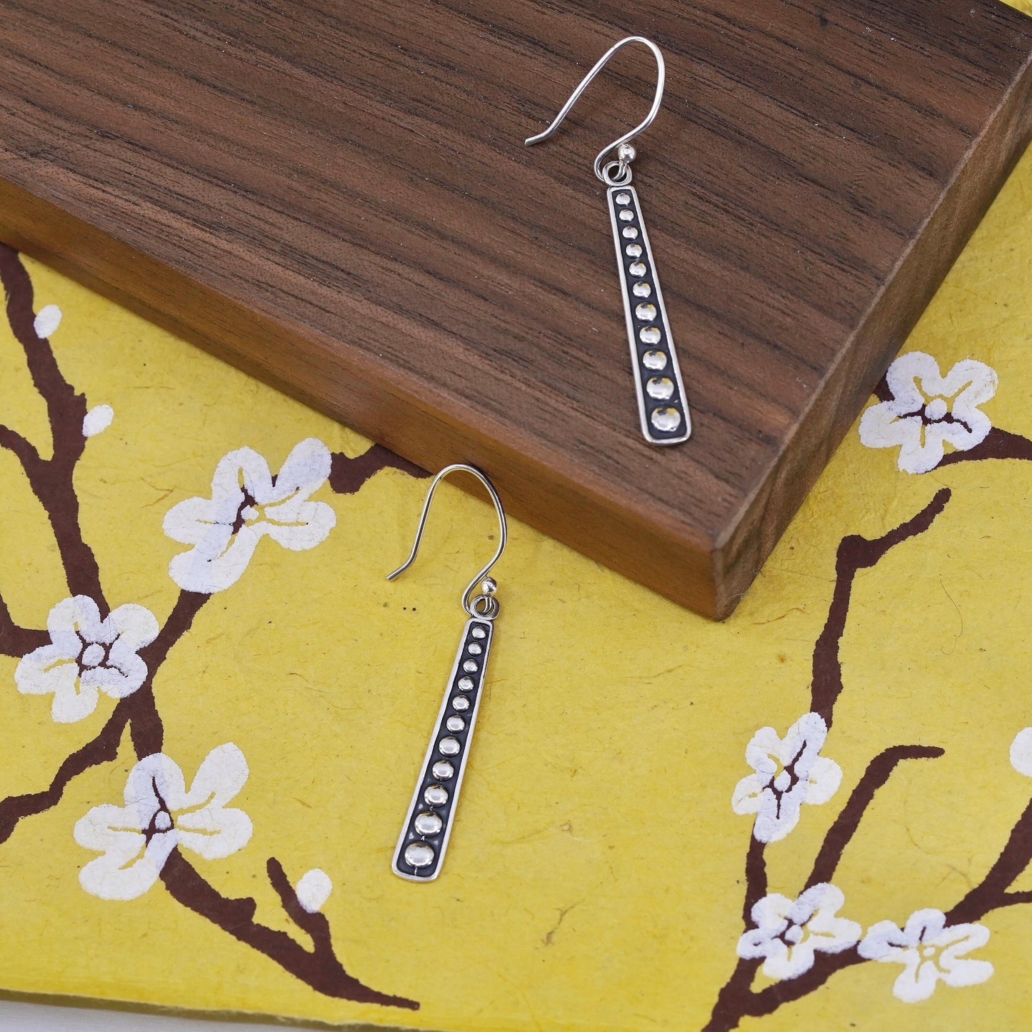 Vintage Sterling silver handmade earrings, 925 beads drops