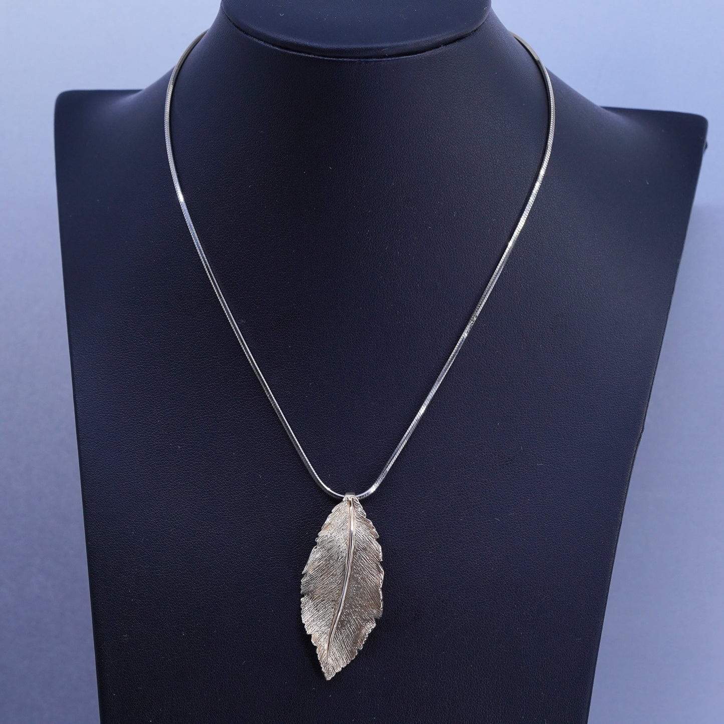 16+2” Dyadema vermeil gold over Sterling 925 silver snake necklace leaf pendant