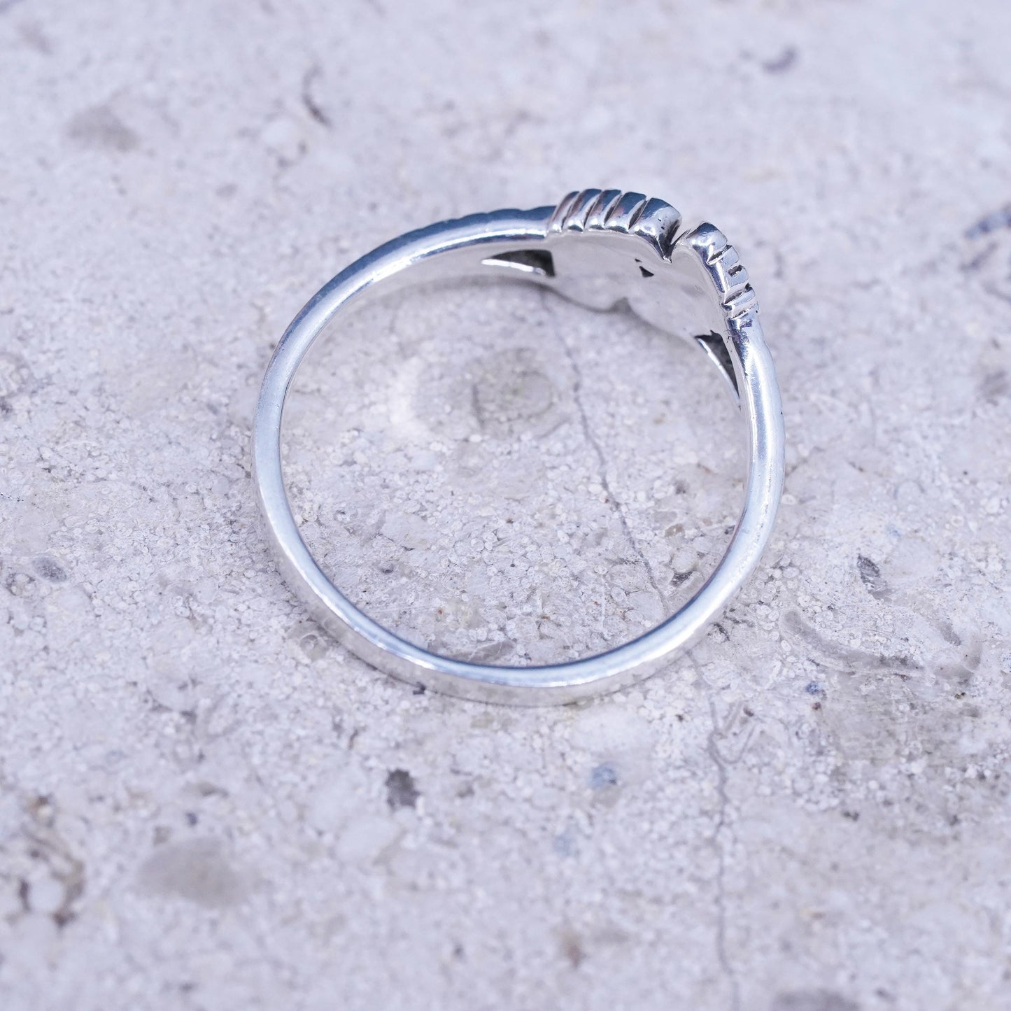 Size 6, vintage Sterling silver handmade band, 925 band with baby footprint