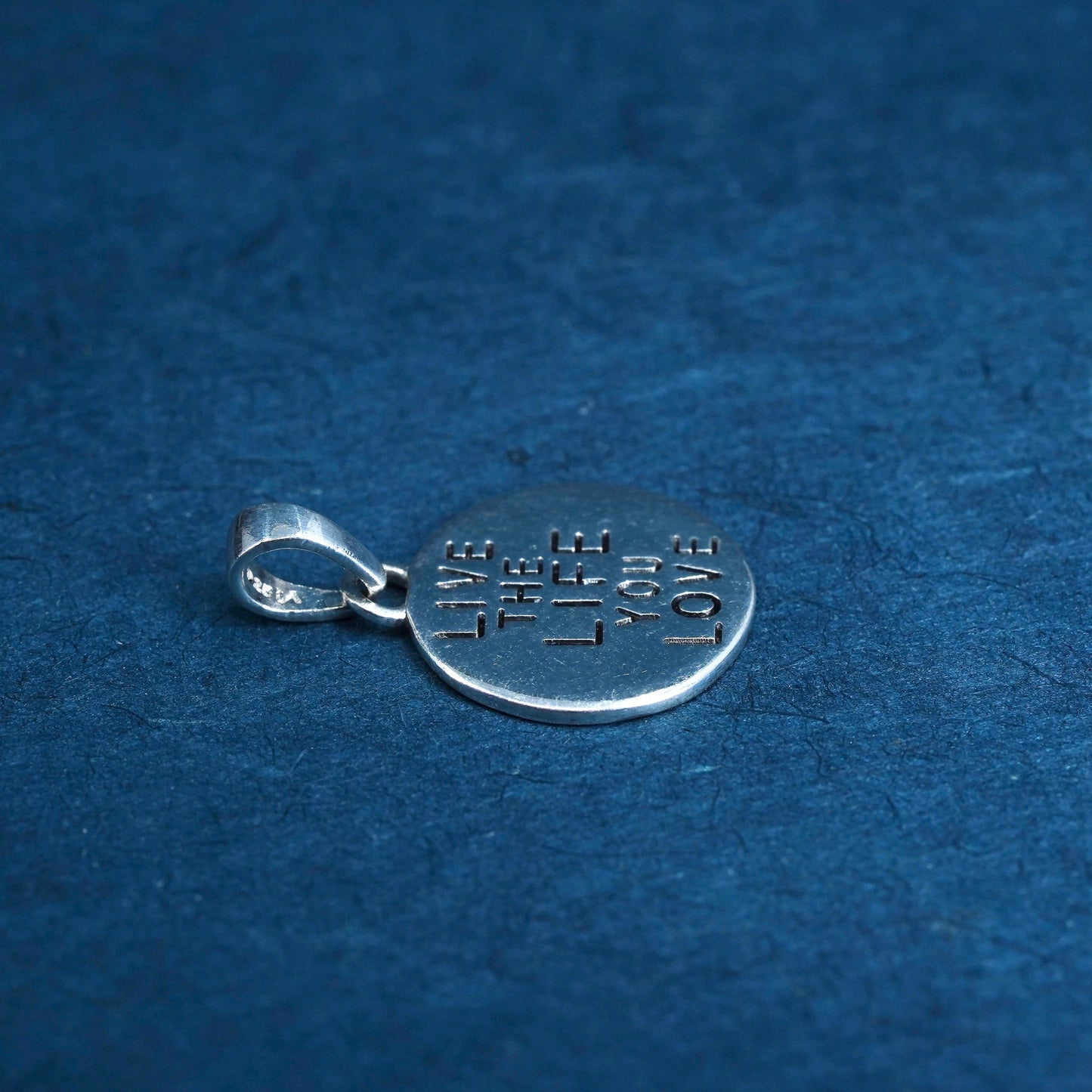 sterling silver pendant, 925 tag charm engaged "love the life we live"