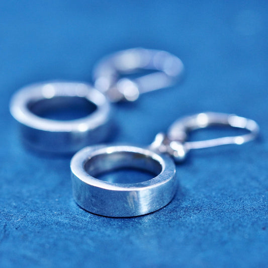 Vintage Barra Sterling Silver handmade Earrings. Hammered 925 circle dangles