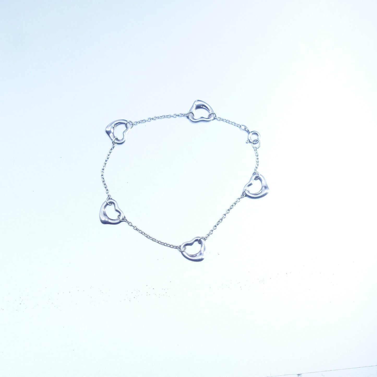 7.5”, Sterling 925 silver handmade bracelet, circle chain with heart charm
