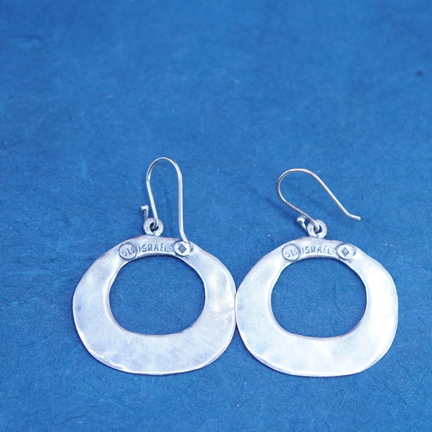 Silpada 925 Sterling Silver Hammered Circular Dangle Earrings W1848 Oval Shiny