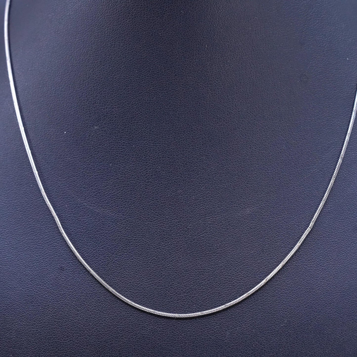 18" 1mm, vintage Italian Sterling silver textured snake chain, 925 necklace
