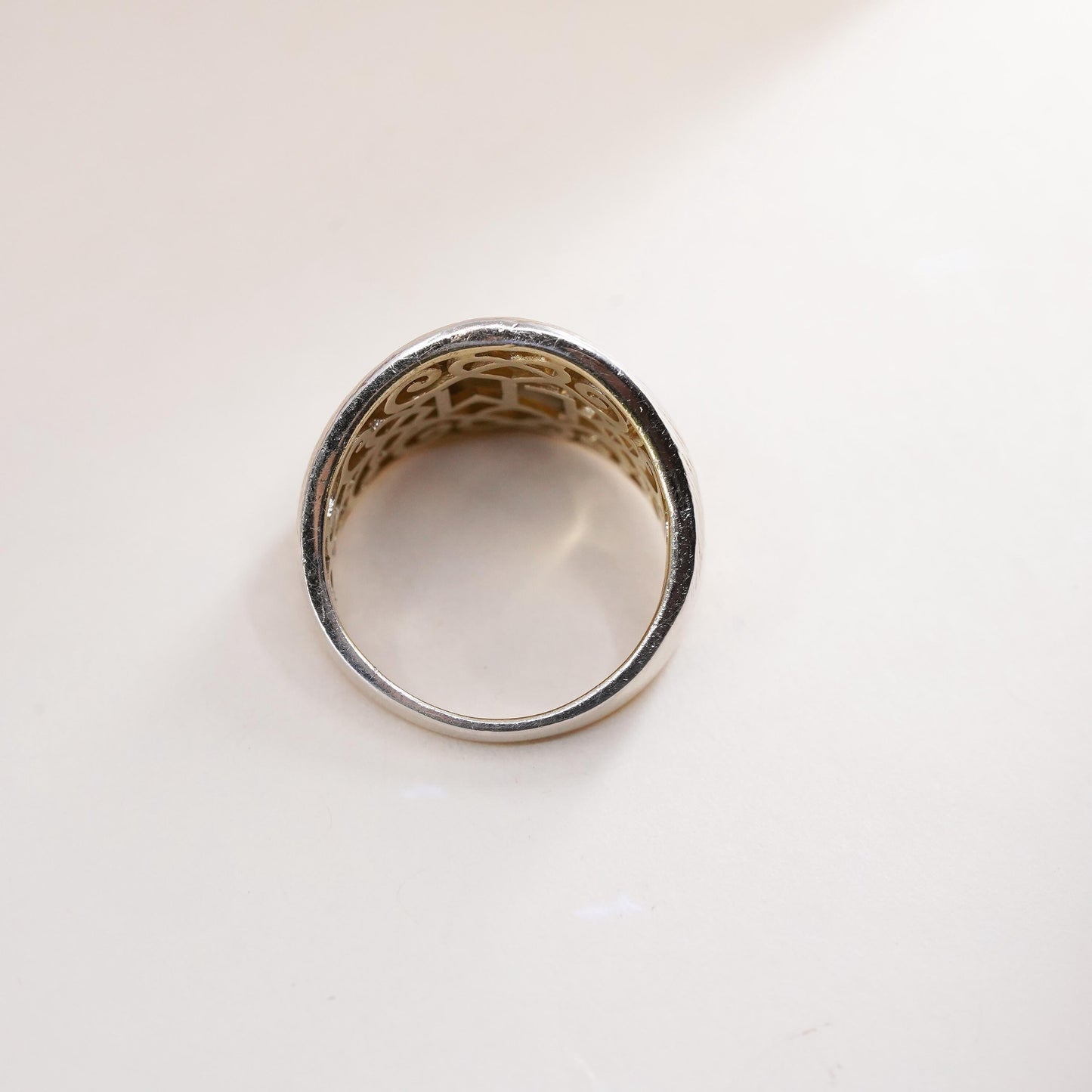 Size 7.25, Vermeil gold over sterling silver textured band ring, love more