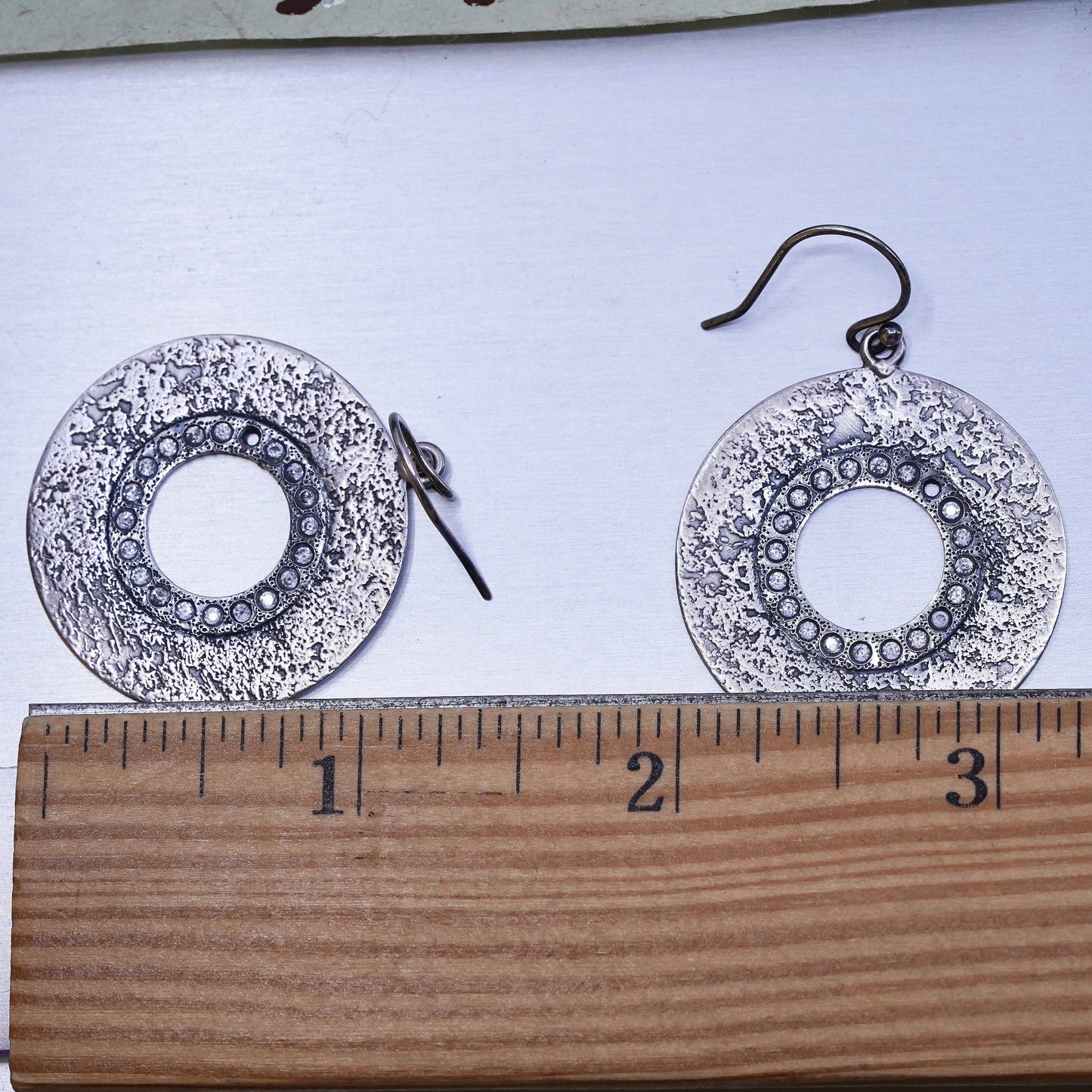 Vintage Silpada W1871 Oxidized Sterling Silver Earrings CZ Circle Cubic Round