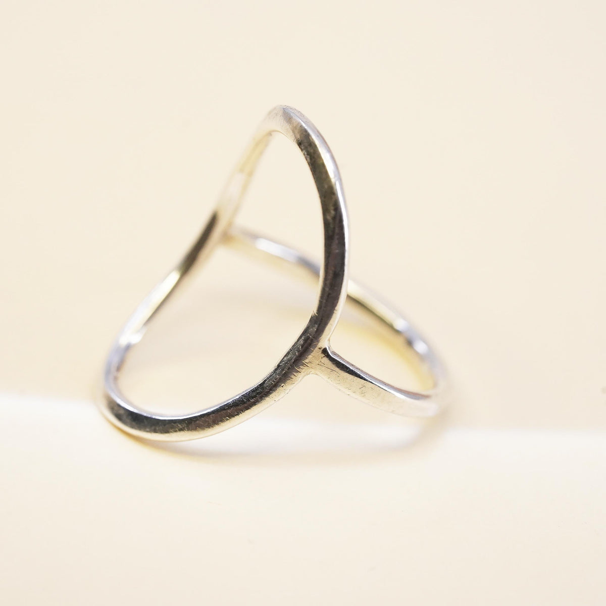 size 8, vintage Sterling silver handmade ring, 925 hammered textured oval band