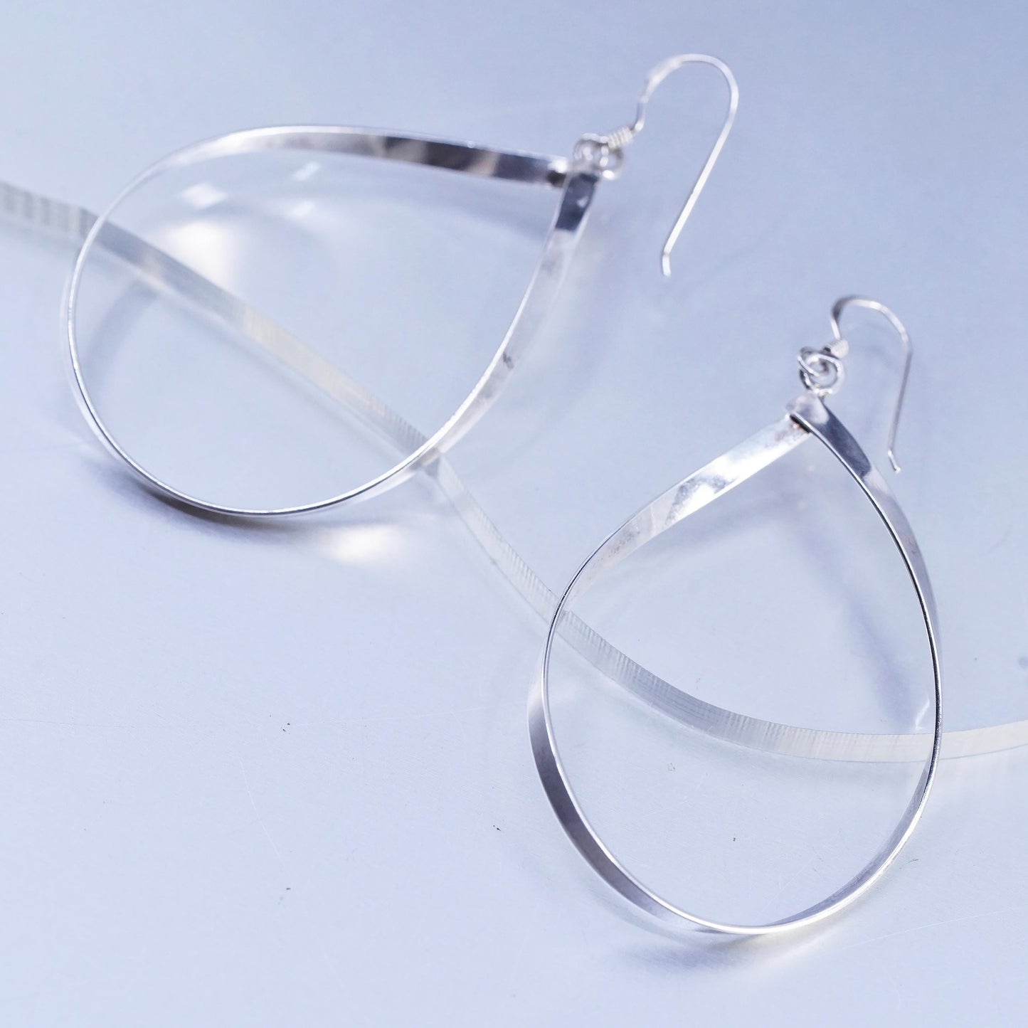 Vintage Sterling 925 silver handmade huge teardrop earrings