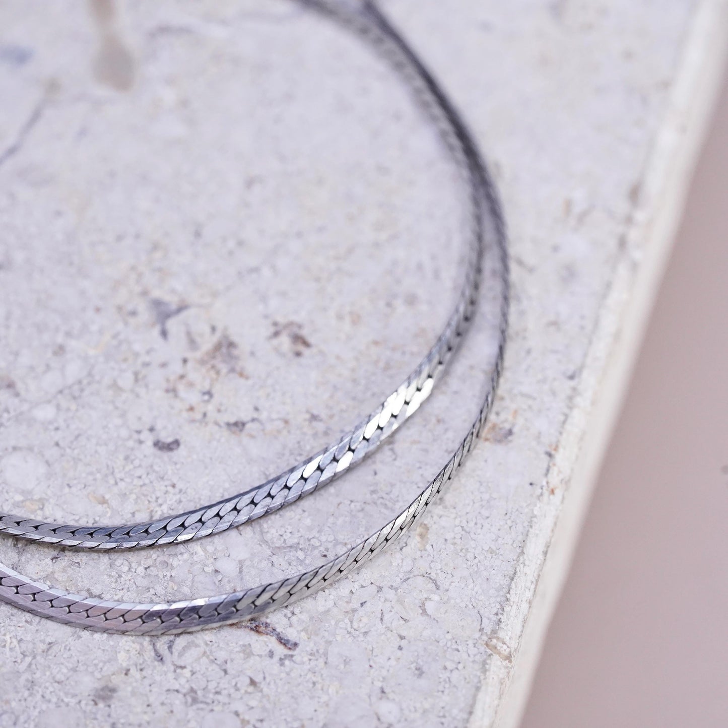 18" 2mm, vintage Sterling silver handmade chain, 925 herringbone necklace